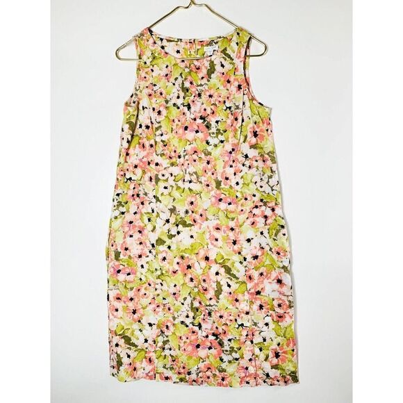 J. Jill Dresses & Skirts - J. Jill Love Linen Shift Dress Sleeveless Pink Floral Knee Length Sz Tall Small
